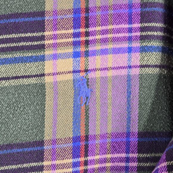 Ralph Lauren Shirt Mens XXL Green Plaid Button Up Flannel Cotton Classic Fit - Picture 8 of 12